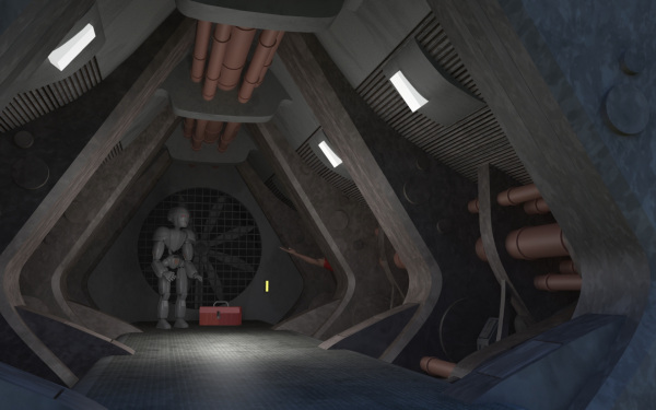 Corridor
Figures and scene exported from Poser Pro 2010, rendered in modo 4.
